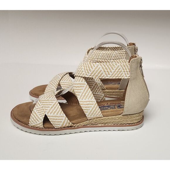 BOBS From Skechers Desert Kiss Summer Sun Espadrille Wedge Sandals Tan Size 6.5 - Picture 4 of 8